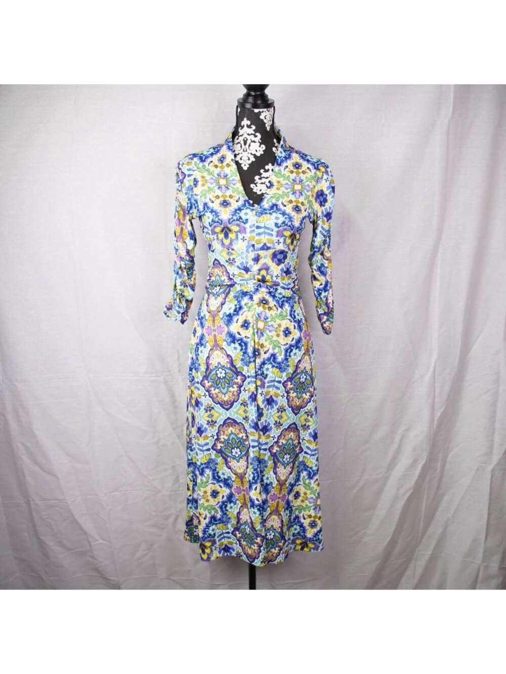 Johnny Was Jade Kiara Matte Jersey Tea Length Dress Size Small Stretch NWT
